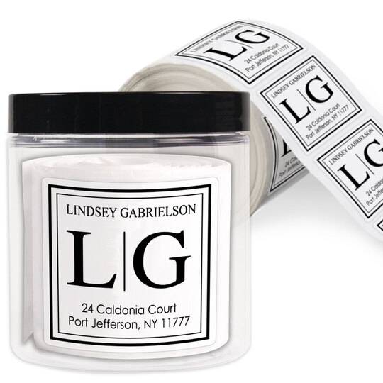 Modern Initials with Name Square Address Labels